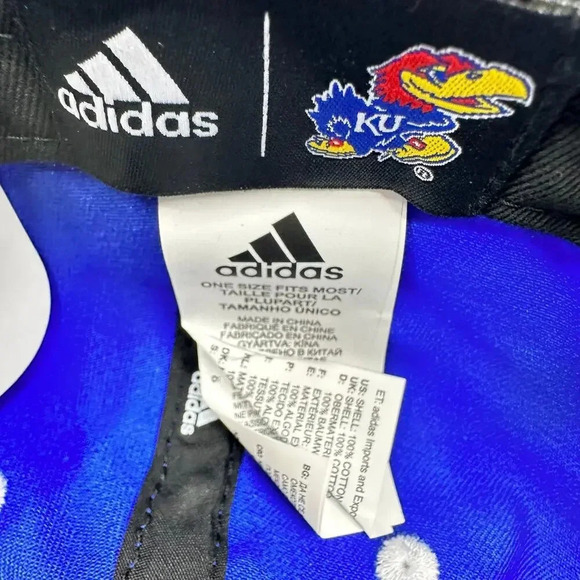 Adidas Men's Hat Flat Brim Snap University of Kansas Jayhawks Blue OSFM - Picture 6 of 7